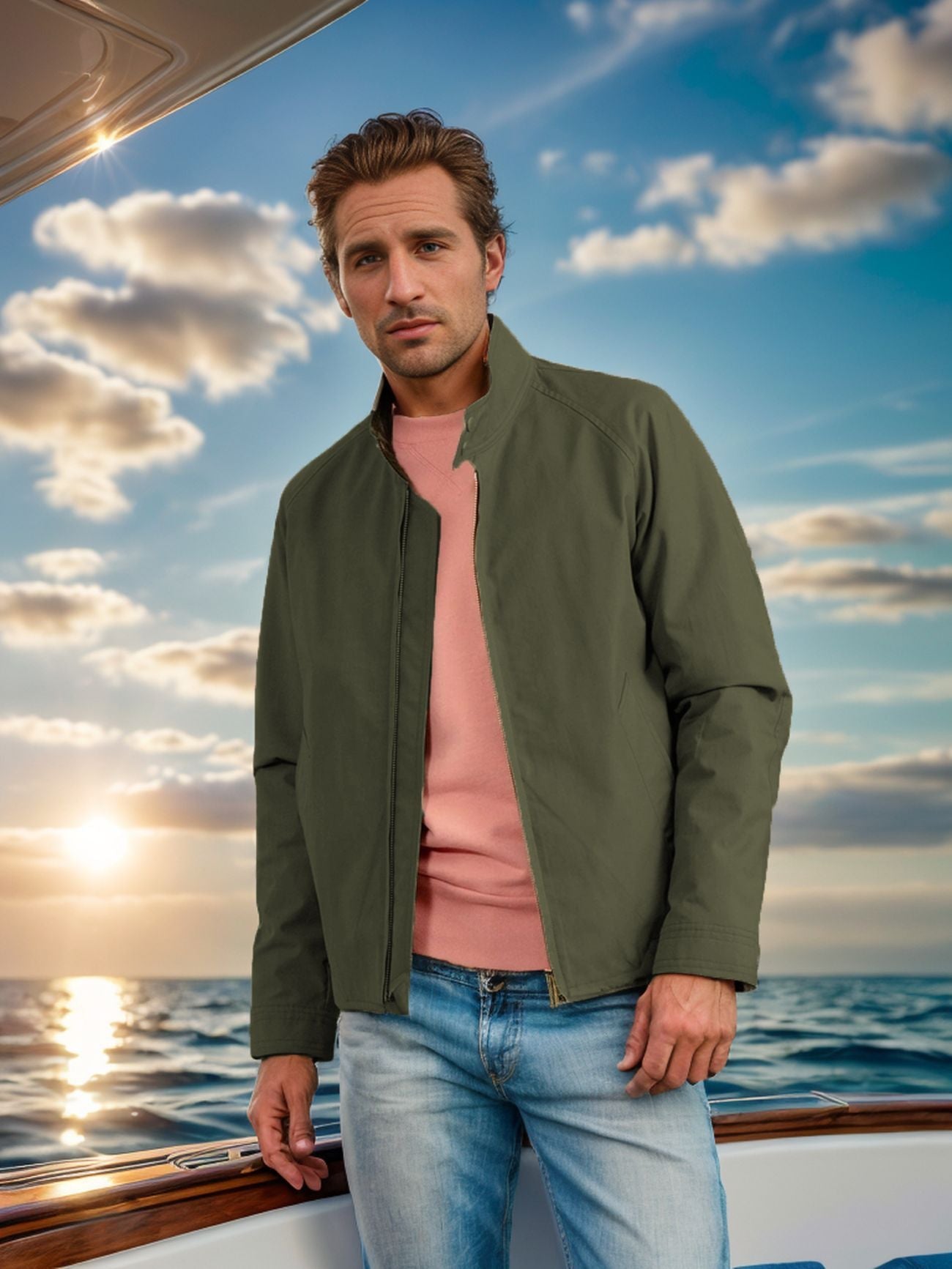 Herren moderne Bomberjacke mit innovativem Stehkragen ModeGeist