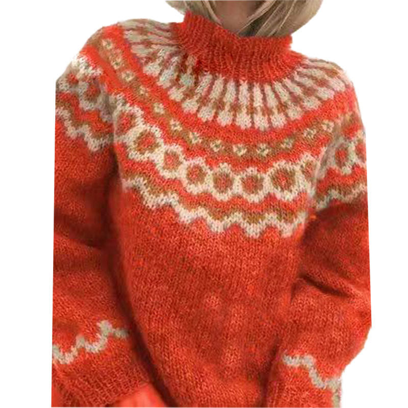 Damen Kuscheliger Strickpullover mit außergewöhnlichem Norweger-Muster ModeGeist