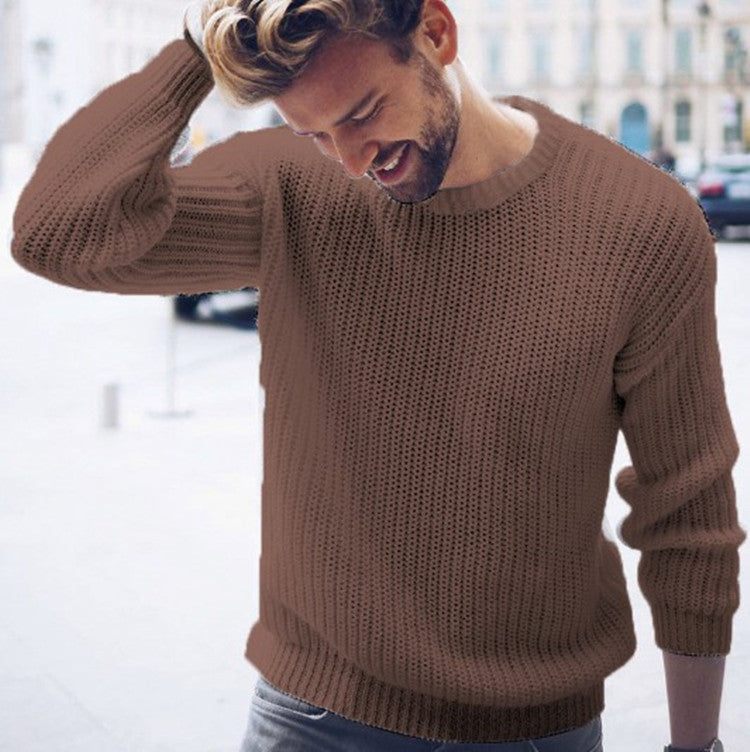 Herren trendiger Strickpullover mit luftiger Struktur und zeitgemäßem Rundhalsausschnitt ModeGeist