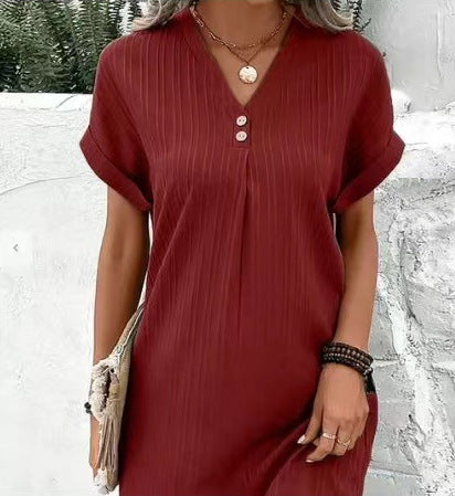 Elegantes Damen Freizeitkleid mit Knopfleiste und Rippstruktur von MODEGEIST