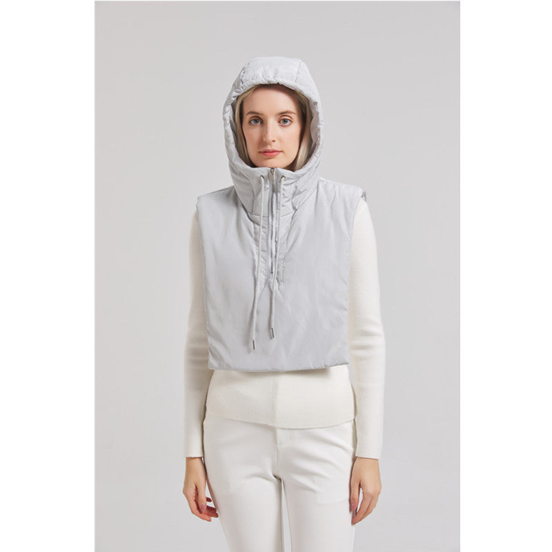 Damen Kapuzenweste mit hohem Kragen und verstellbarem Saum ModeGeist