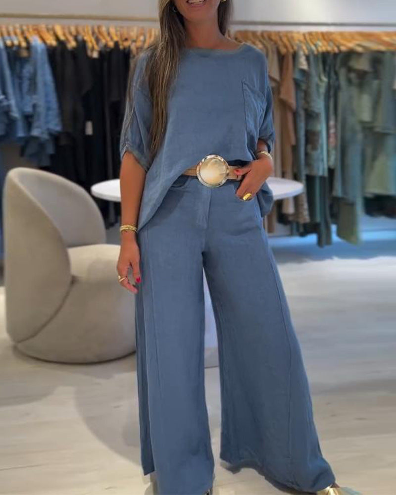 Modebewusstes Damen-Outfit: Lockerer Zweiteiler mit großen Taschen