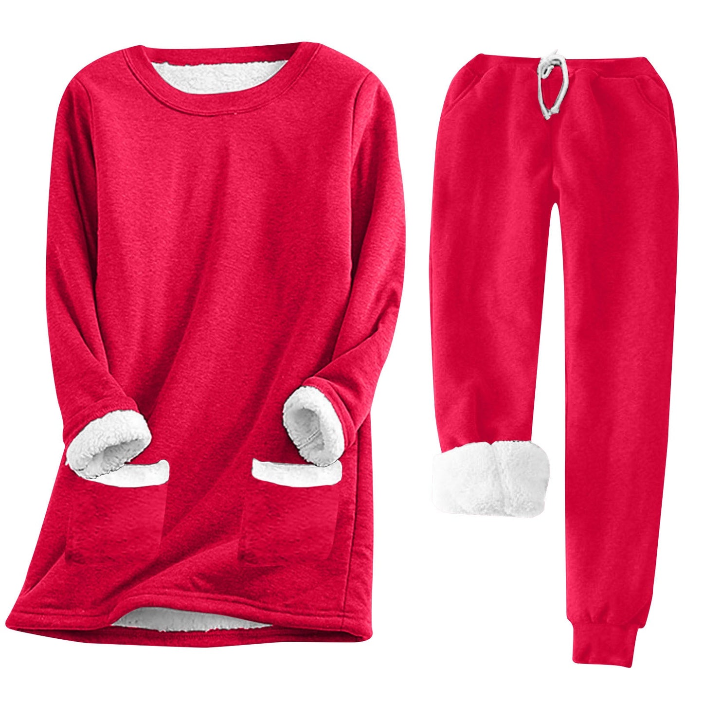 Damen Kuschelige Loungeanzug mit Fleece-Innenfutter und praktischen Taschen ModeGeist