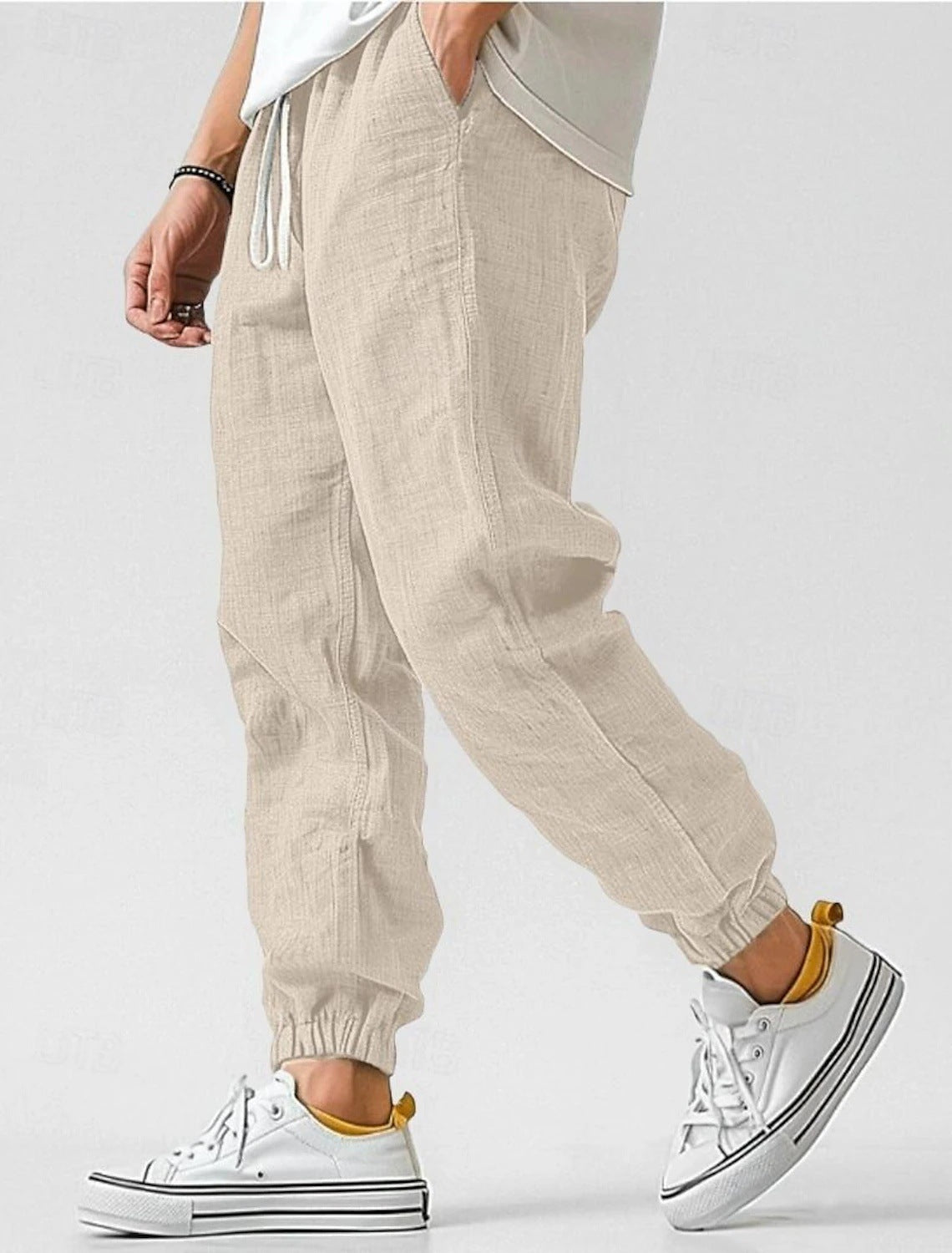 Herren Bequeme Leinenhose mit elastischem Bund und seitlichen Taschen ModeGeist
