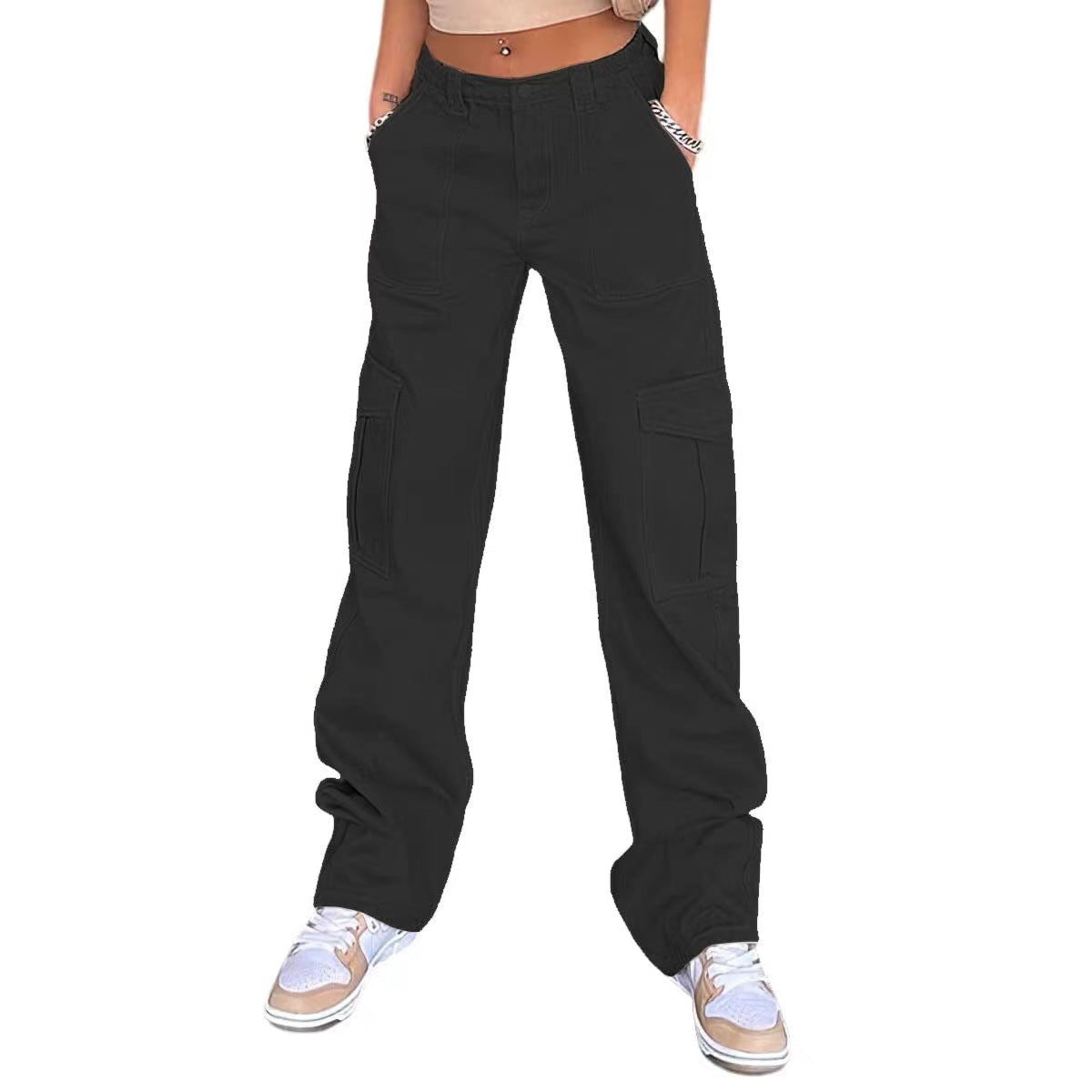 Damen Cargo-Hose mit praktischen Seitentaschen und weitem Schnitt ModeGeist