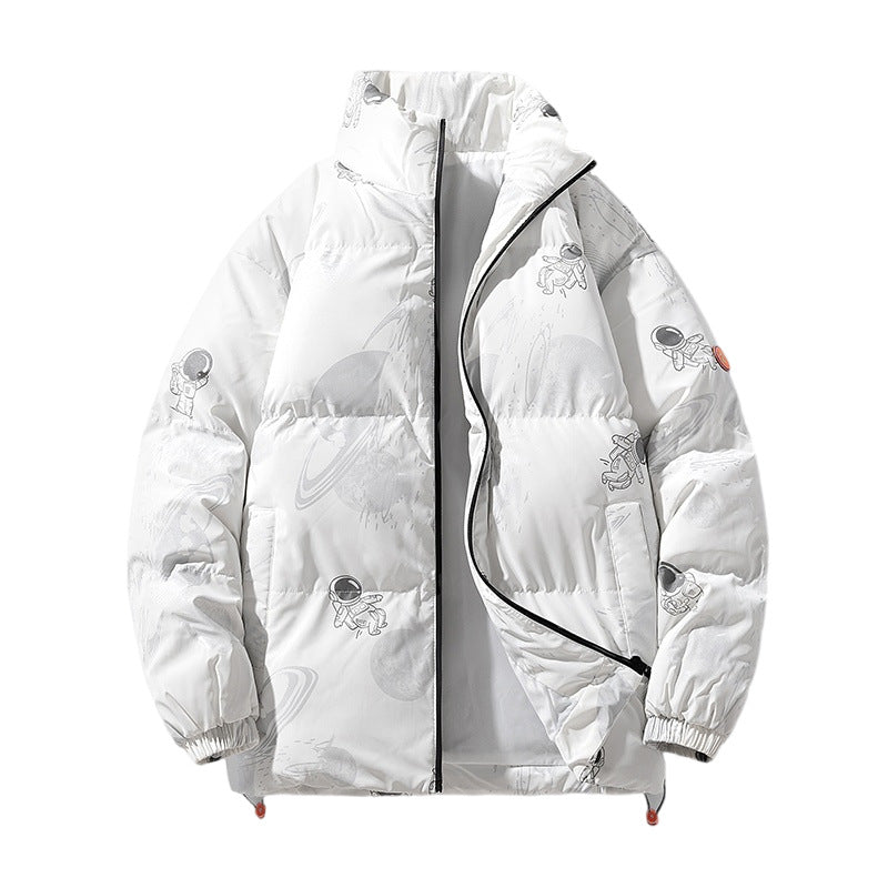 Damen futuristische Steppjacke mit astronautischen Mustern ModeGeist
