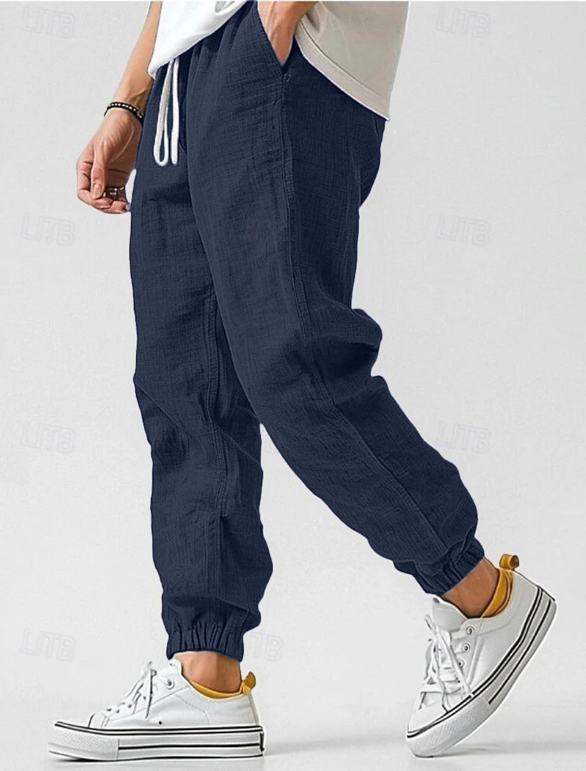 Herren Bequeme Leinenhose mit elastischem Bund und seitlichen Taschen ModeGeist
