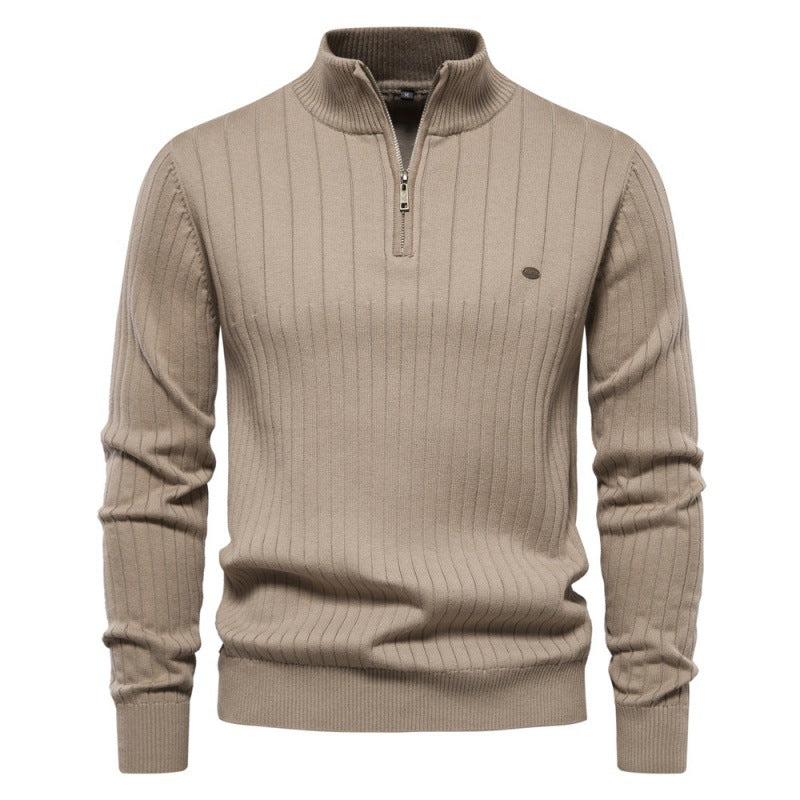 Herren Pullover mit halbem Reißverschluss und Rippstruktur ModeGeist