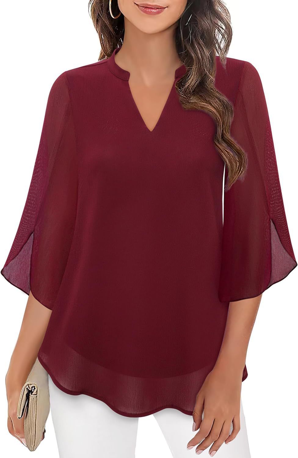 Damen luftige Bluse mit ausgestellten Ärmeln ModeGeist