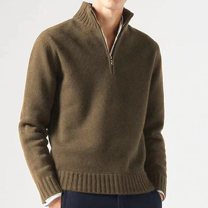 Herren Pullover mit hohem Kragen und modernem Reißverschluss ModeGeist