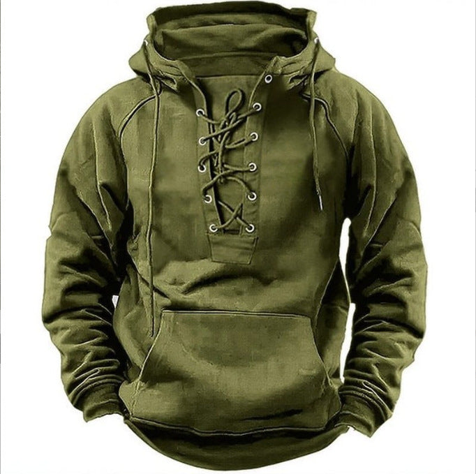 Herren Kapuzenpullover mit modernem Schnürdesign und weichem Innenfutter ModeGeist