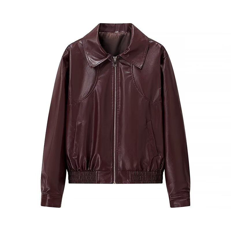 Damen Kunstleder-Shortjacke mit stylischem Reißverschluss ModeGeist