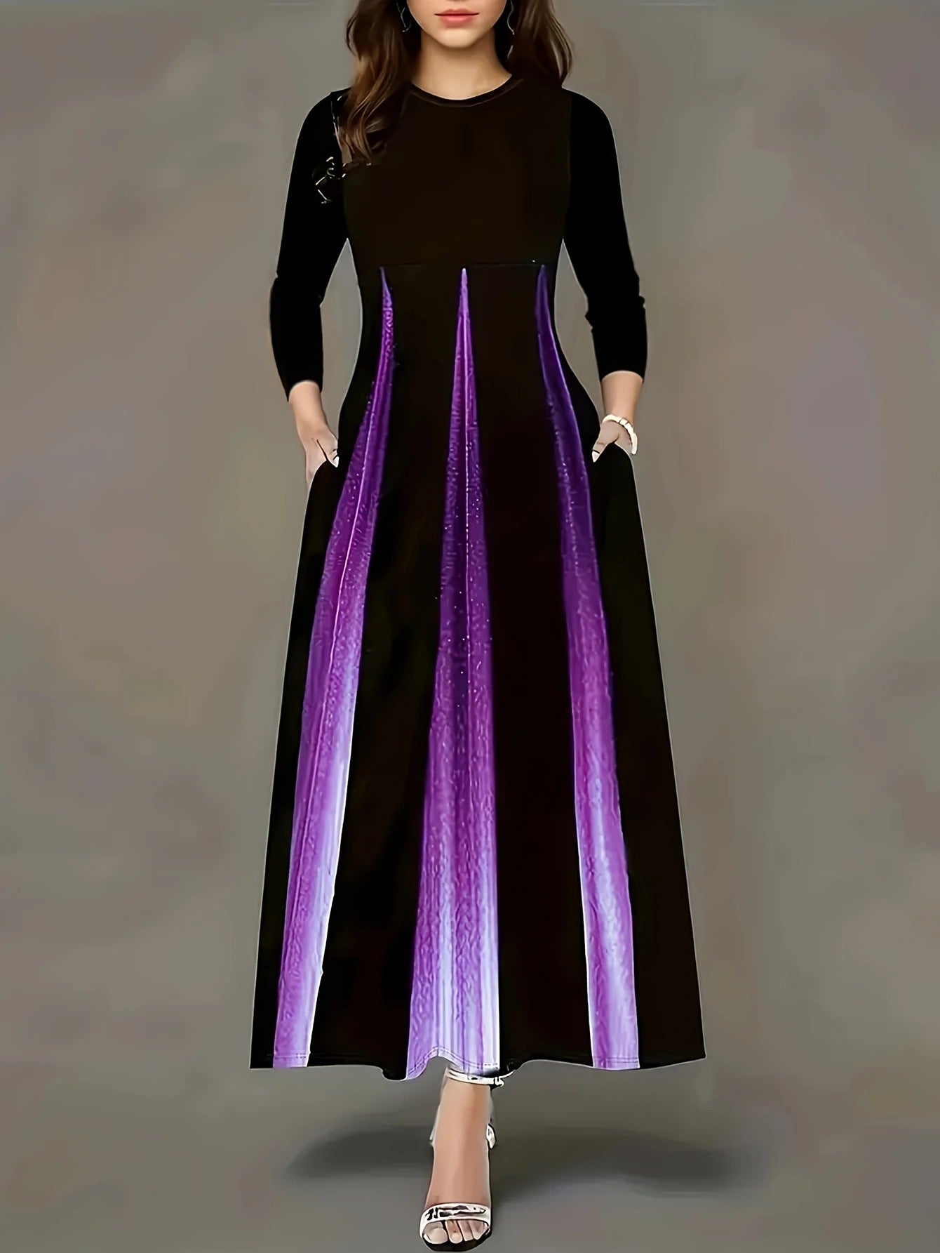 Damen Elegantes Maxikleid mit einzigartigem Farbverlauf und praktischen Taschen ModeGeist