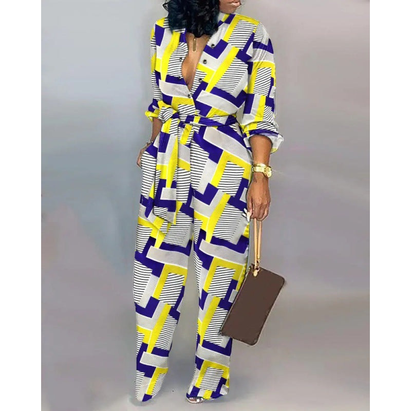 Damen Denim Jumpsuit mit modischem Patchwork-Design und praktischen Taschen ModeGeist