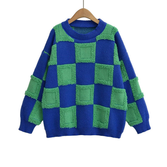Damen modischer Strickpullover mit grafischem Blockmuster ModeGeist - ModeGeist