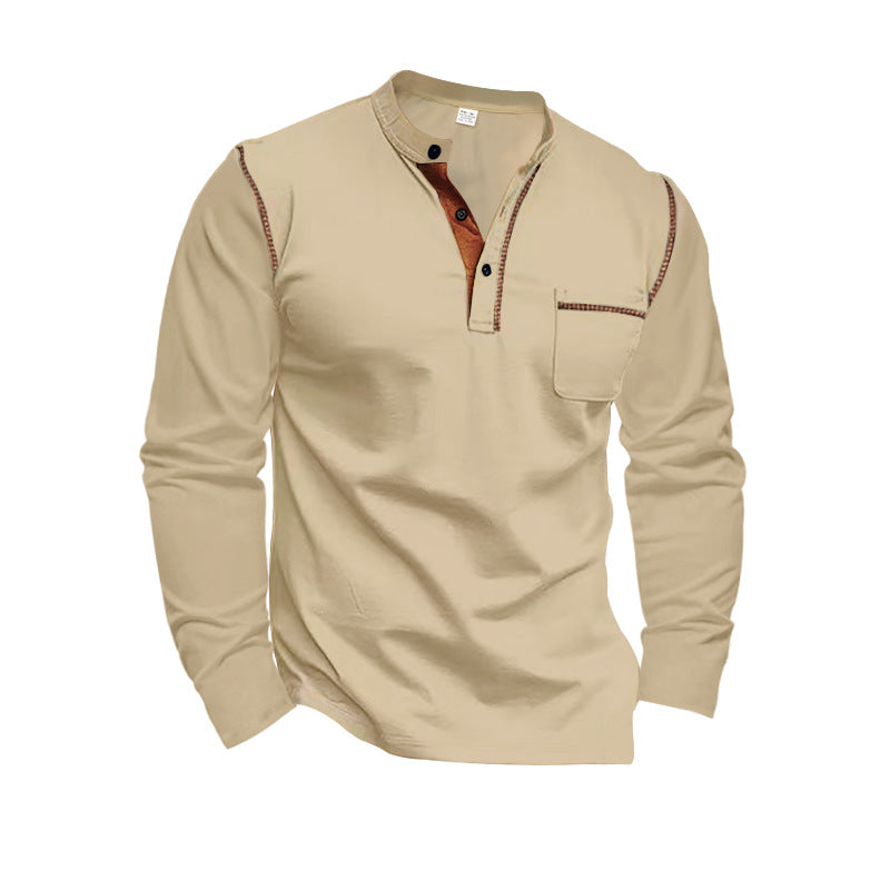 Herren Langarmshirt mit lässigem Stehkragen und kontrastierenden Akzenten ModeGeist