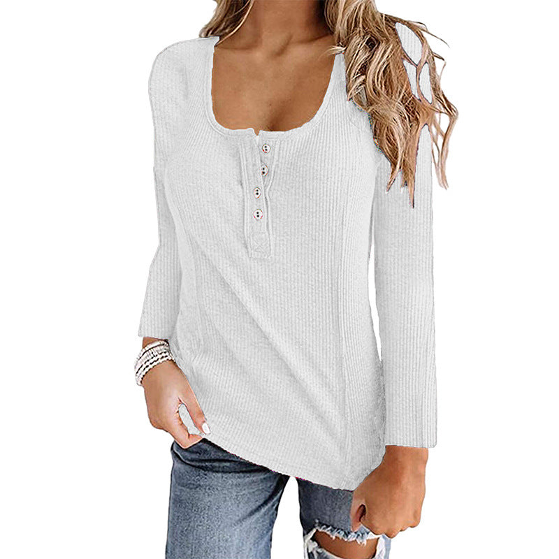 Modegeist Damen Shirt mit Rippen und Knöpfen, lässig