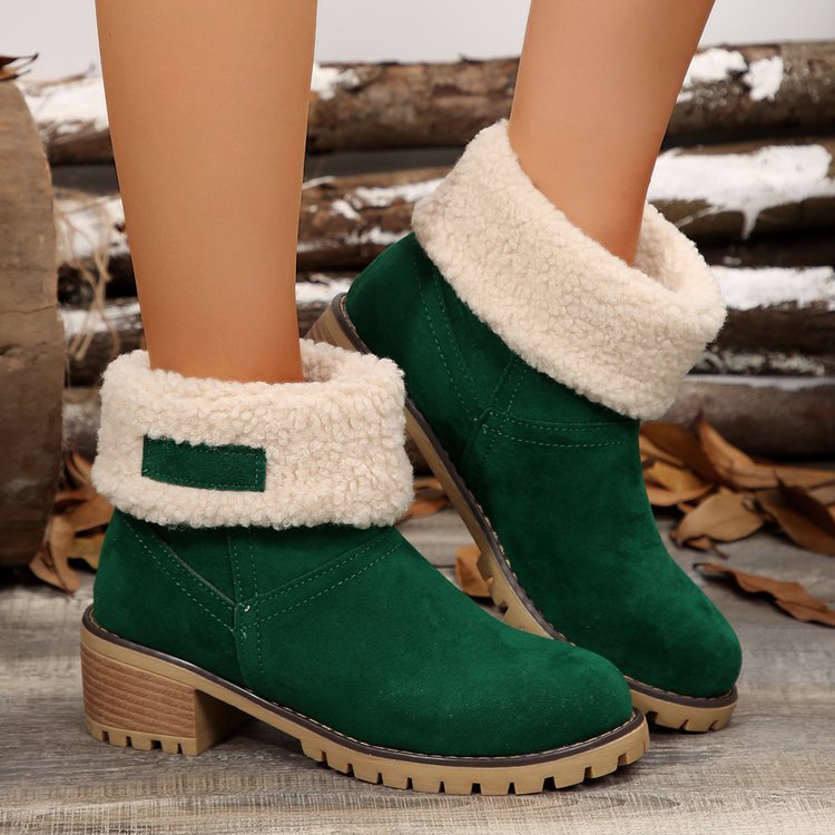 Damen warme Stiefeletten mit flauschigem Schafsfellkragen ModeGeist