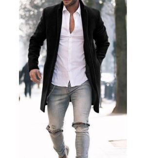 Herren eleganter Manhattan-Mantel mit seitlichen Taschen und schmalem Schnitt ModeGeist