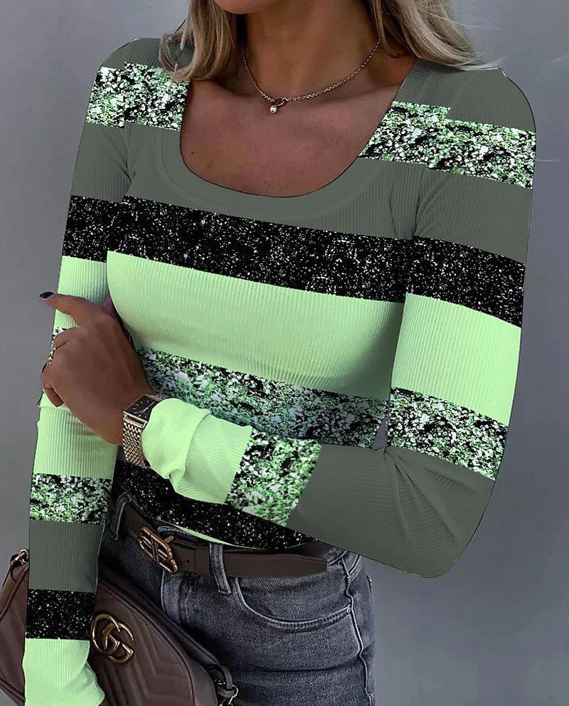 Modernes Damen-Langarmshirt mit Streifenmuster und Struktur