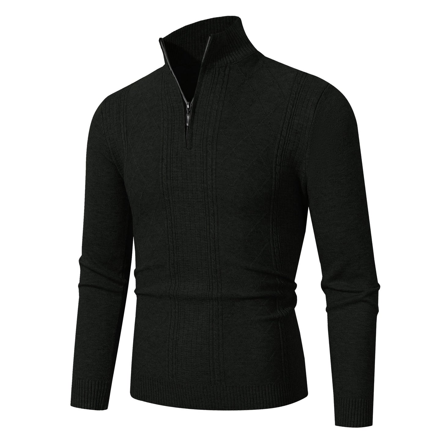Herren eleganter Strickpullover mit Stehkragen und Reißverschluss ModeGeist