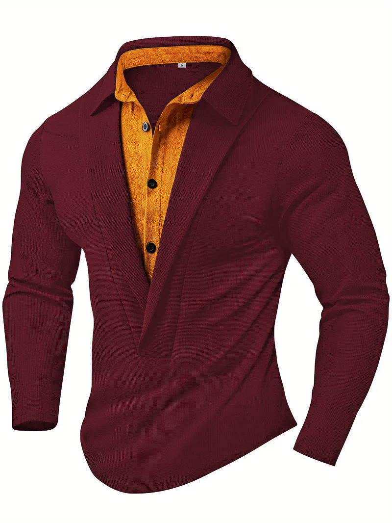 Herren Elegantes Langarmhemd mit modernem Kragen und texturiertem Design ModeGeist