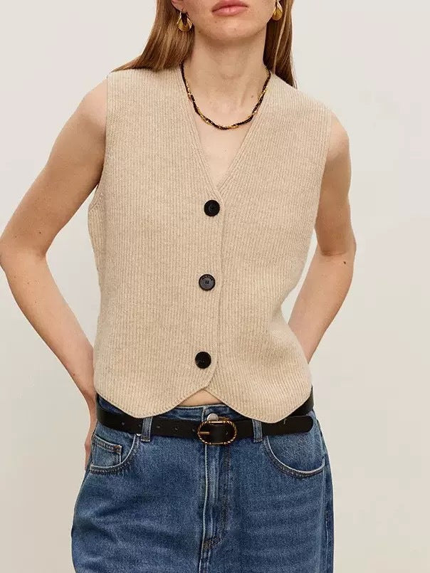 Damen Strickweste mit feiner Rippenstruktur und nachhaltiger Baumwolle ModeGeist