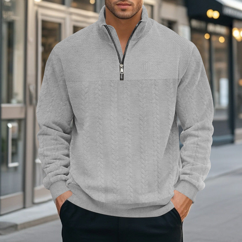 Herren Strickpullover mit modernem Stehkragen und Reißverschluss ModeGeist