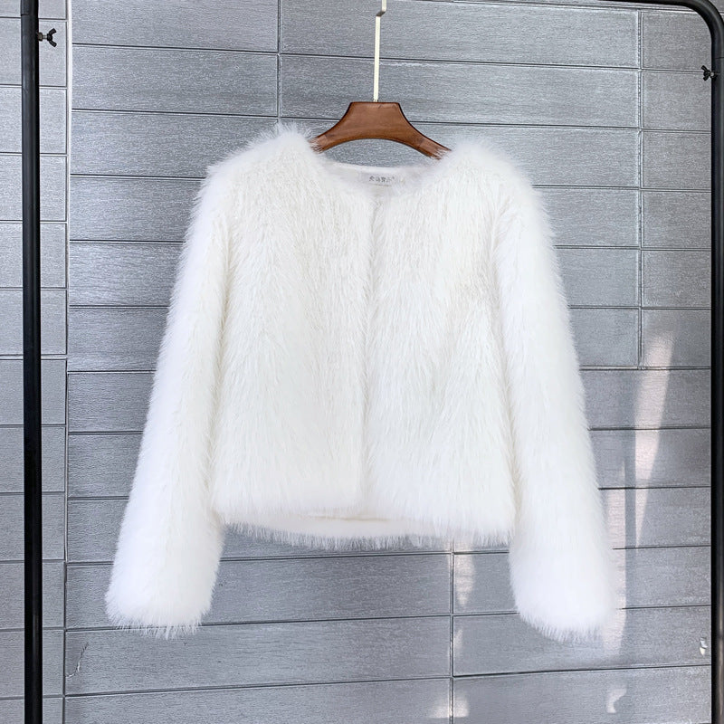 Damen Flauschige Kurzjacke aus hochwertigem Kunstfell mit eleganten Ärmeln ModeGeist