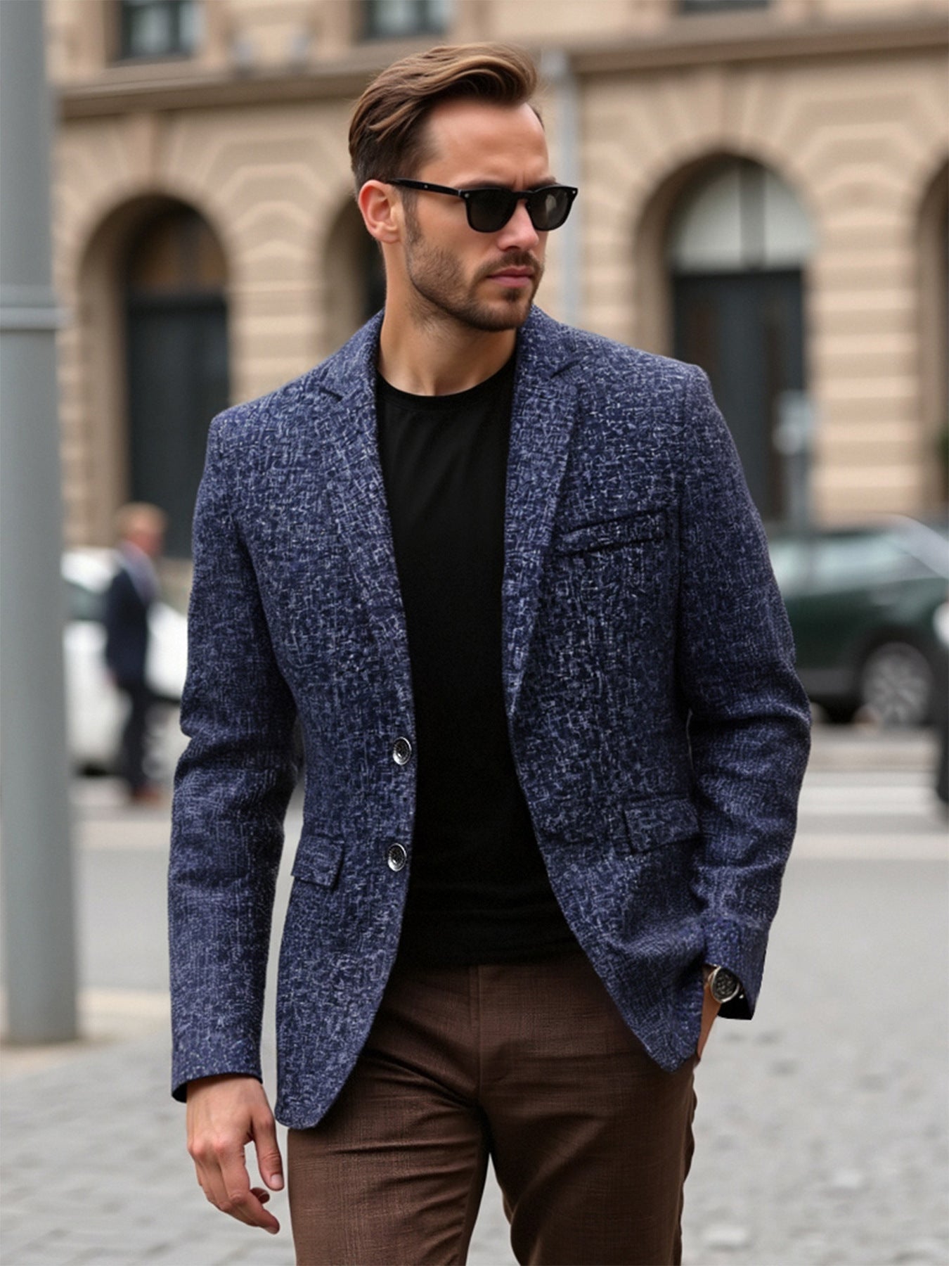 Herren eleganter strukturierten Blazer mit modernem Gewebe und stilvollen Details ModeGeist