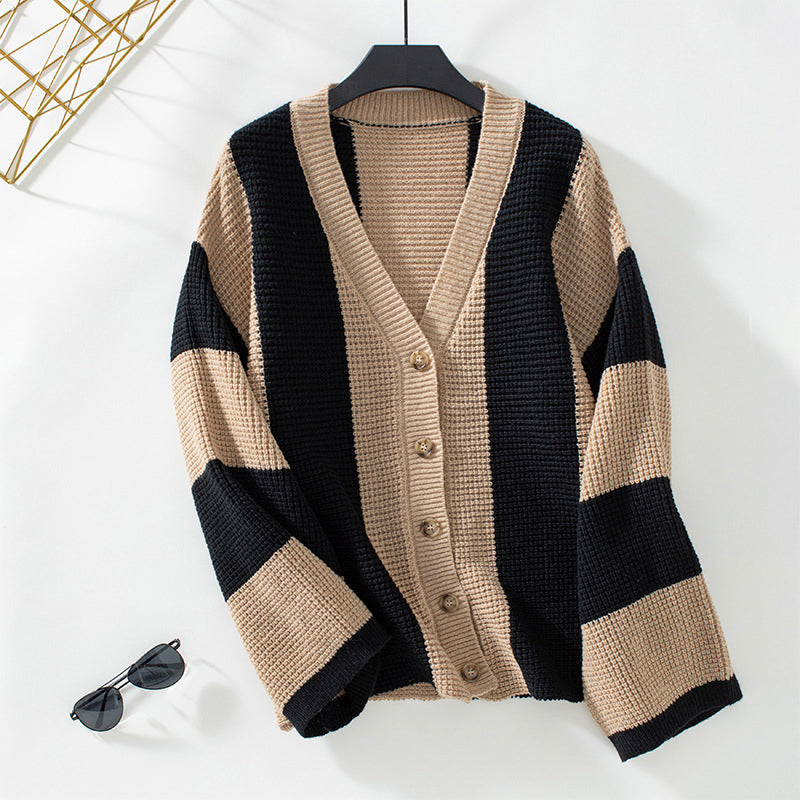 ModeGeist | Gestreifter Strick Strickjacke