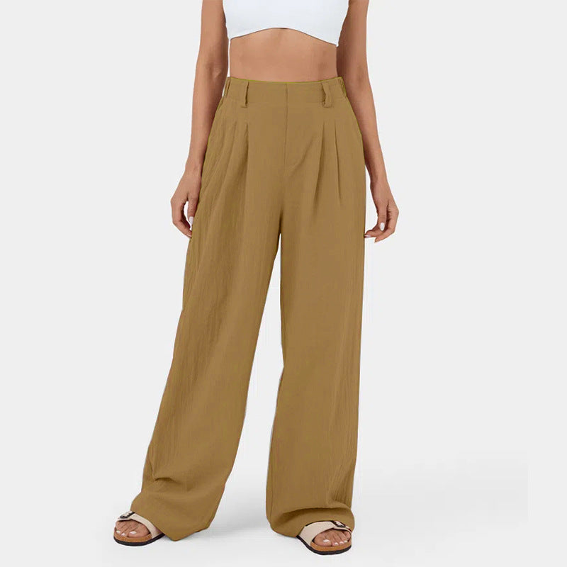 Damen Weite Chinohose mit elegantem Faltenwurf und seitlichen Taschen ModeGeist