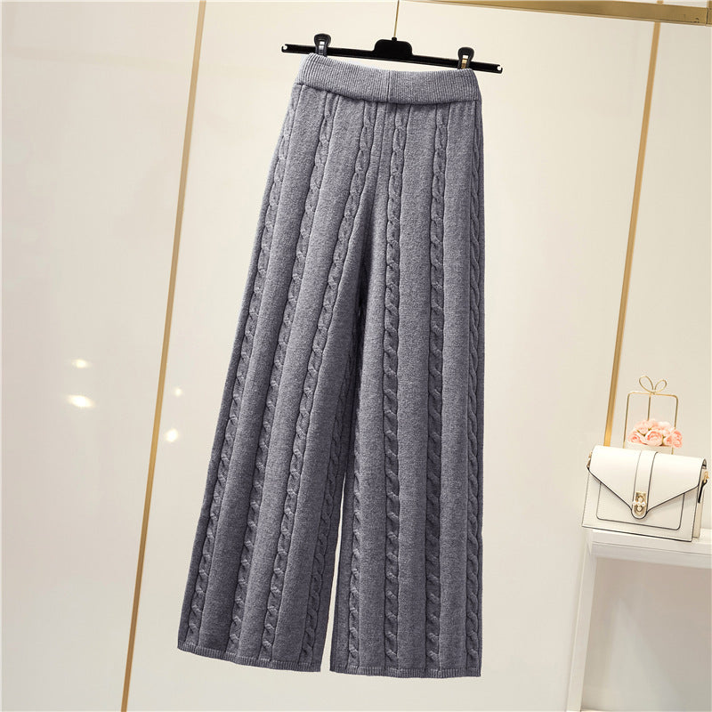 Damen Strickweite Palazzo-Hose mit Zopfmuster ModeGeist