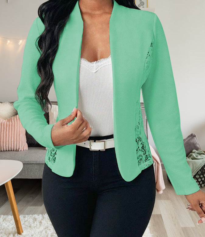 Damen elegante Blazerjacke mit Spitzenakzenten ModeGeist