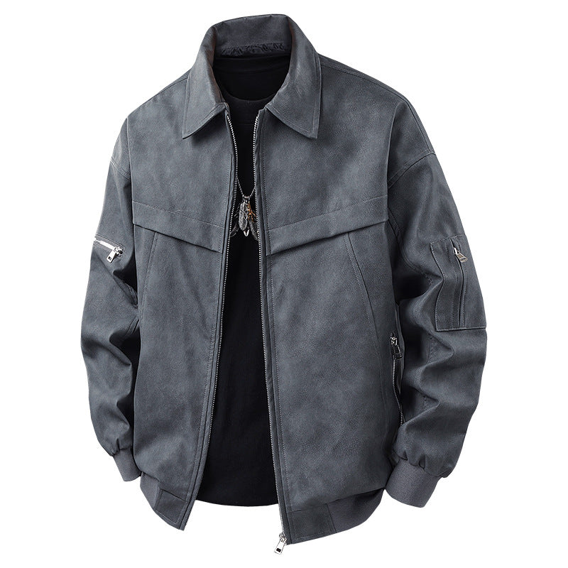 Herren Kunstlederjacke im lässigen Biker-Stil mit praktischen Taschen ModeGeist