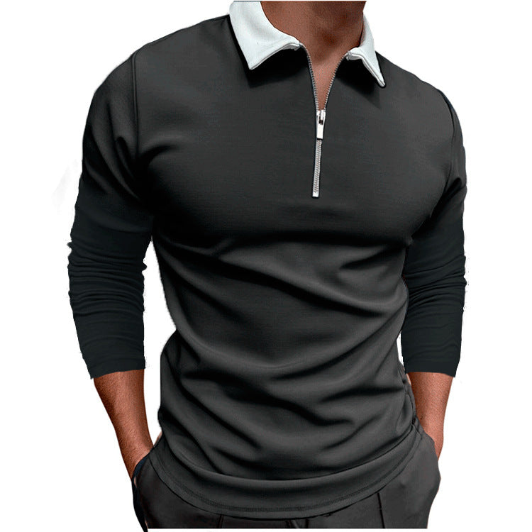 Herren sportlicher Pullover mit 1/4 Reißverschluss und kontrastierendem Kragen ModeGeist
