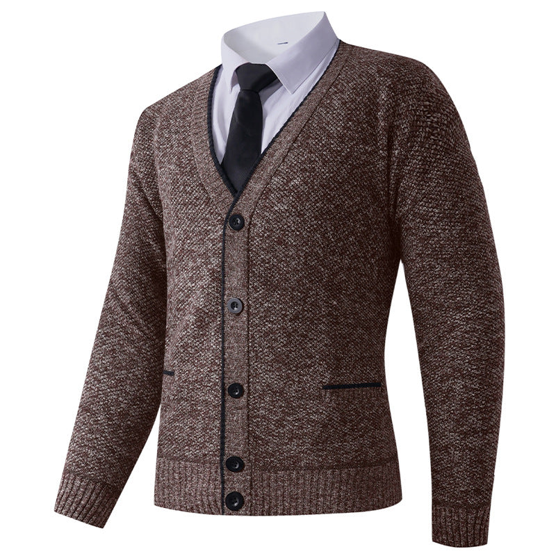 Herren Strickjacke mit V-Ausschnitt und klassischem Design ModeGeist