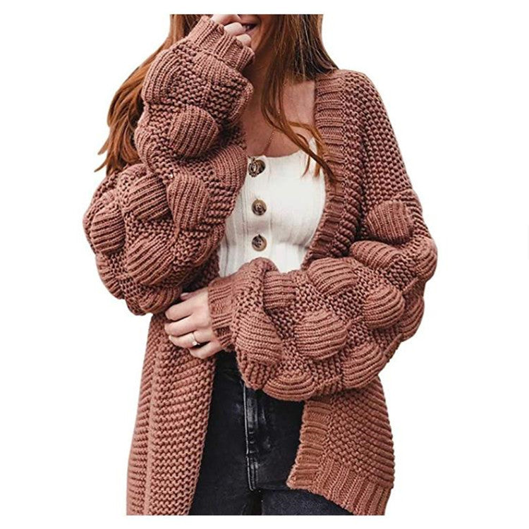 Damen Strickjacke mit voluminösen Ärmeln ModeGeist