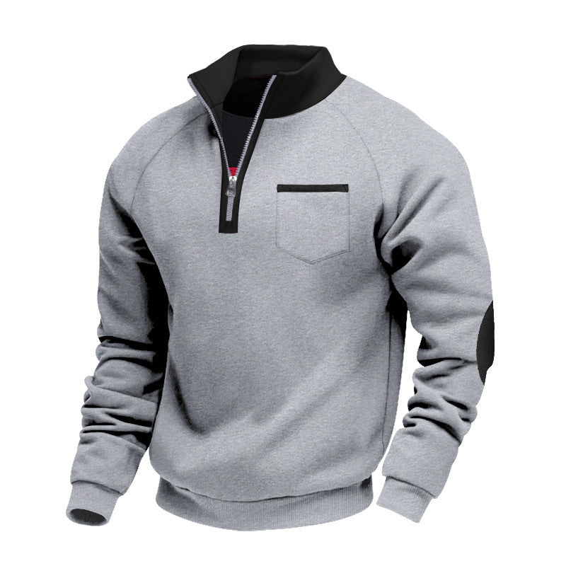 Herren Sweatshirt mit Stehkragen und praktischen Taschen ModeGeist