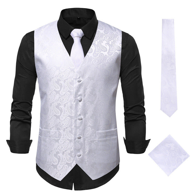 Herren elegante Anzugweste mit eleganten Paisley-Muster und passendem Zubehör ModeGeist