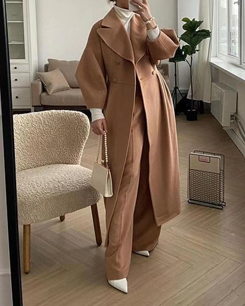 Damen eleganter Trenchcoat mit hohem Schlitz und Puffärmeln ModeGeist