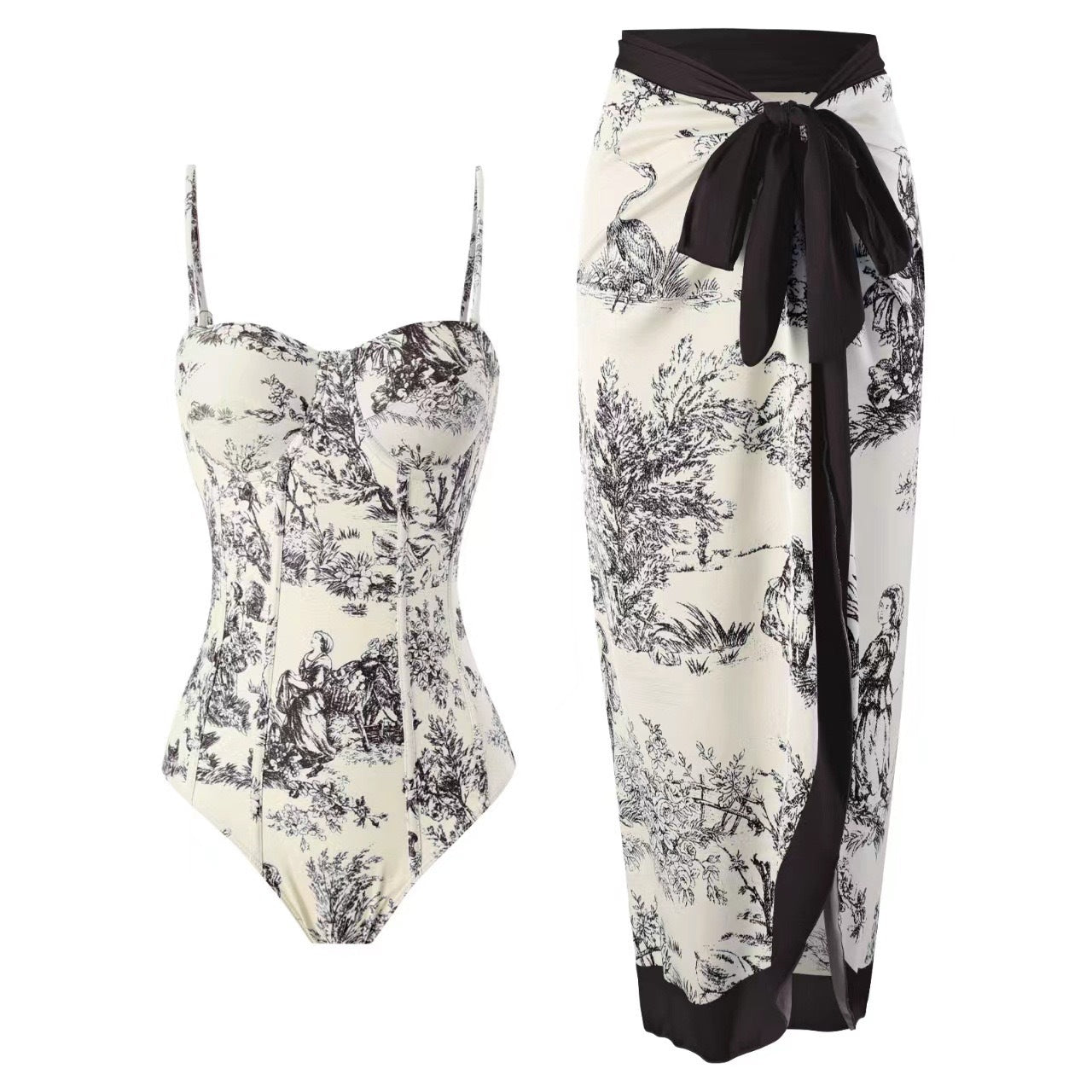 Elegantes Damen Badeanzug-Set mit Wickelrock von MODEGEIST