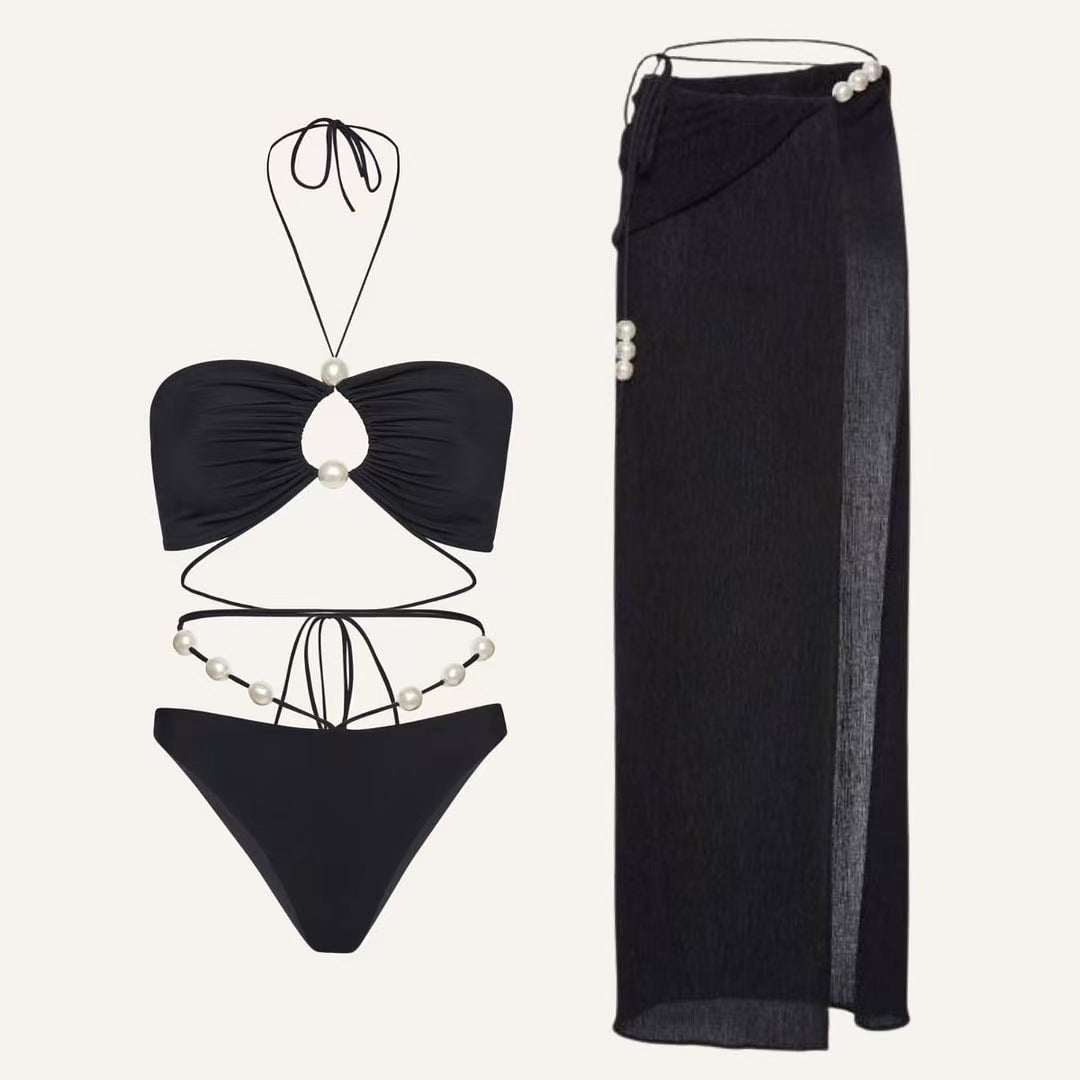 Bikini mit verführerischem Knoten und eleganten Perlendetails