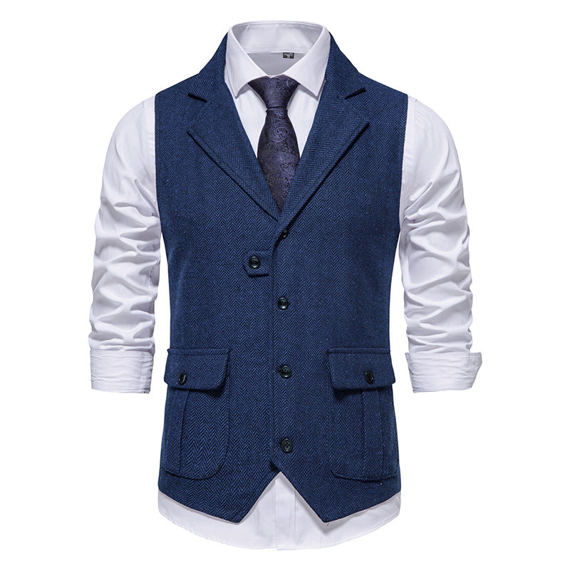 Herren Anzugweste aus hochwertigem Herringbone-Stoff ModeGeist