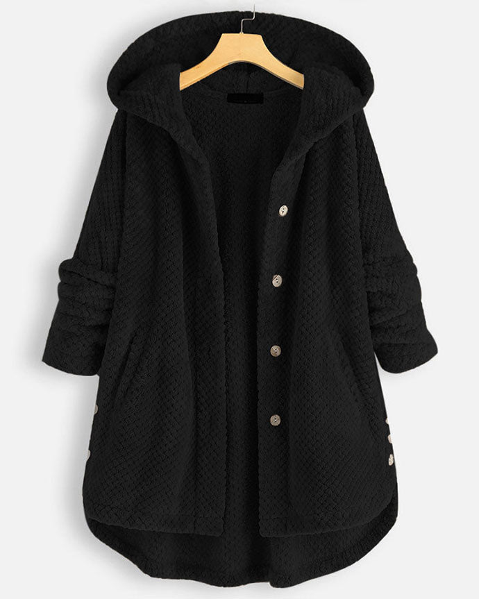 ModeGeist | Abgerundeter Saum Kapuzen Sweatshirtjacke