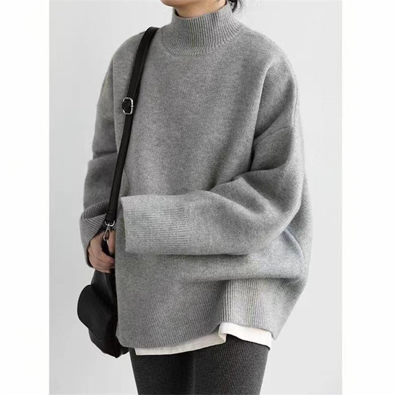 Damen Hochwertiger Rollkragenpullover mit oversized Schnitt und eleganten Ärmelabschlüssen ModeGeist