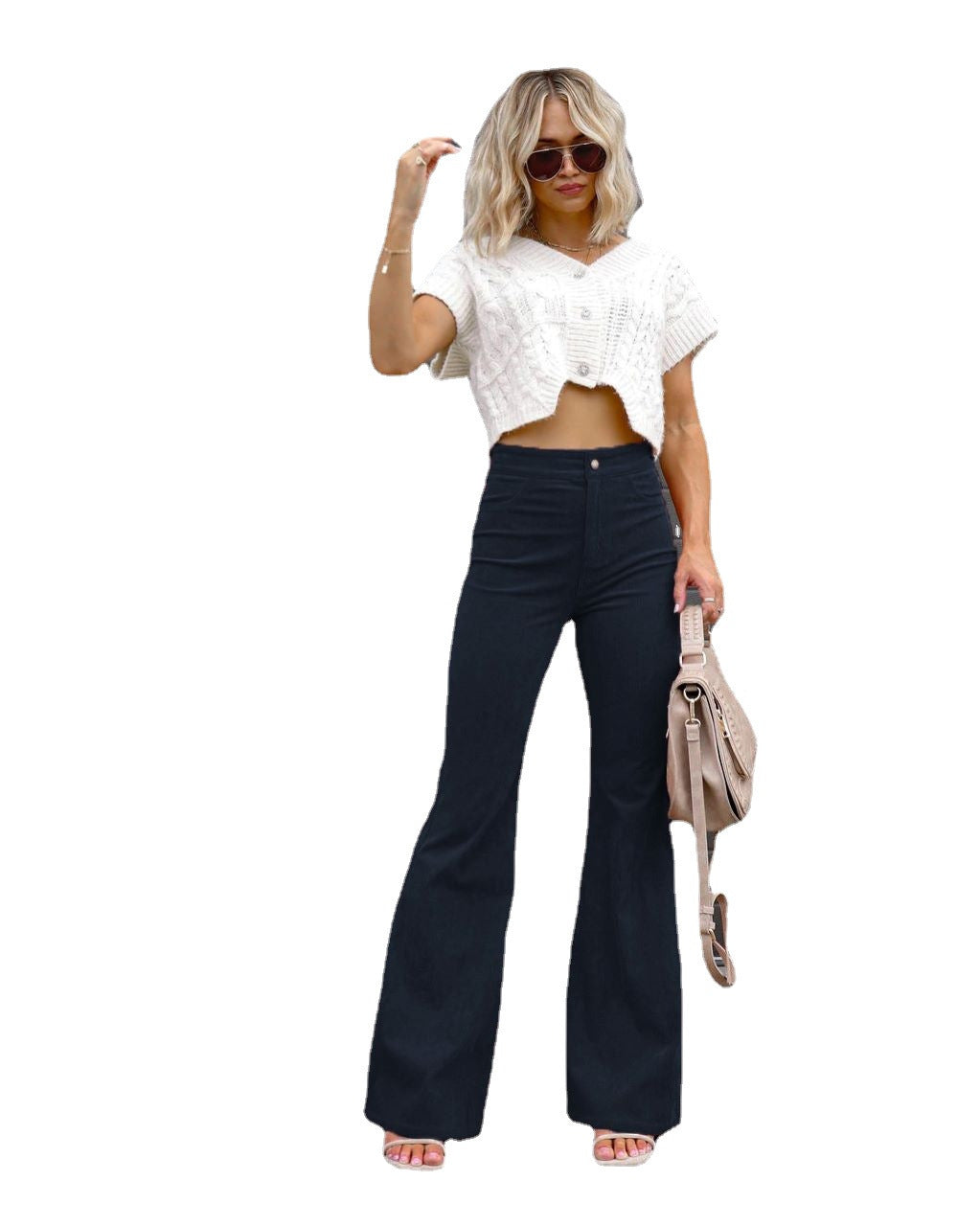 Damen Modische Hochbund-Flared-Jeans ModeGeist