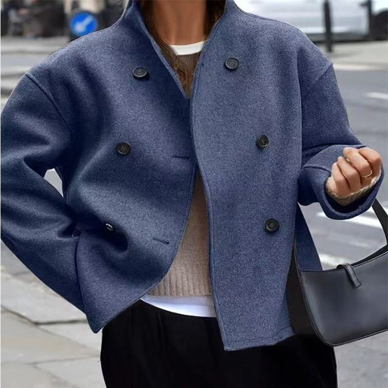 Damen Wolljacke mit doppelter Knopfleiste und weitem Schnitt ModeGeist