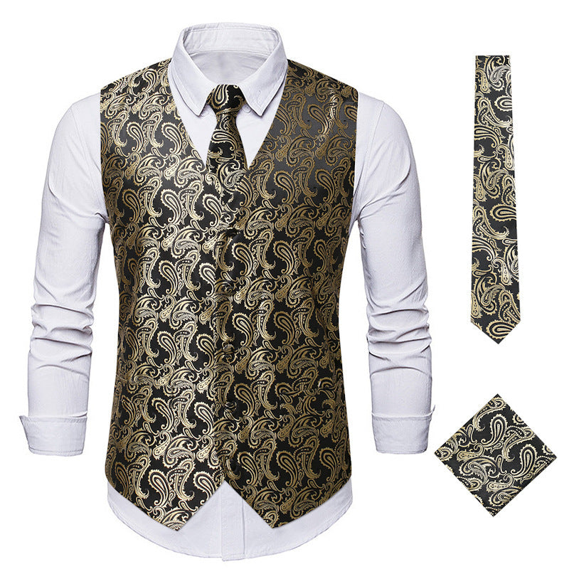 Herren elegante Anzugweste mit eleganten Paisley-Muster und passendem Zubehör ModeGeist