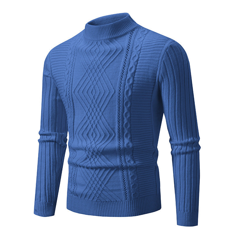 Herren Rollkragenpullover aus hochwertiger Baumwolle mit strukturiertem Zopfmuster ModeGeist